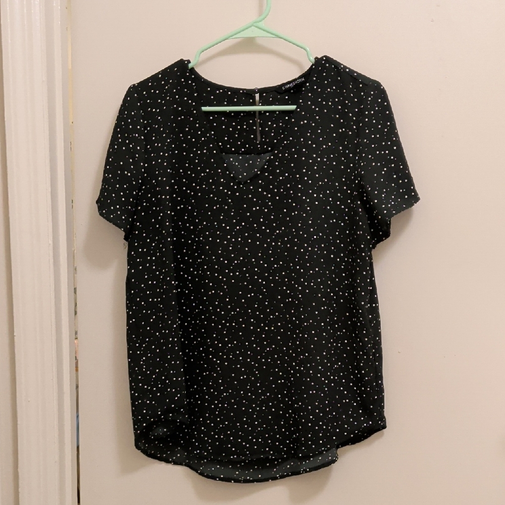 N41 Hawthorn Dark Green and White Polka Dot Blouse